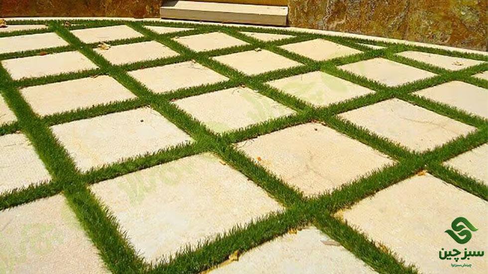 نصب چمن مصنوعی بدون چسب روی موزاییک - سبزچین